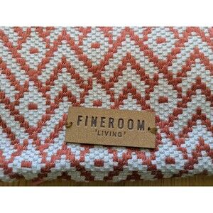 Woven Orange & White Throw Pillow Case  19x11 By Fine Living